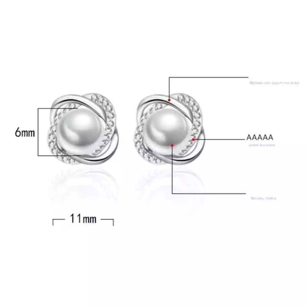 Sterling Silver Pearl Earrings - Picture 3 of 5